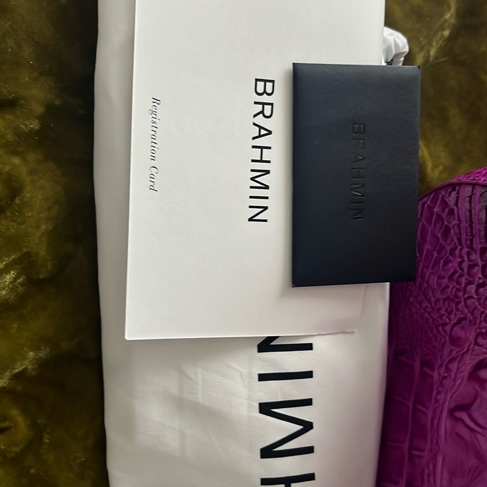 Brahmin Fuchsia Croc-Embossed Shoulder Bag - Picture 4 of 7